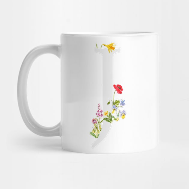 botanical monogram alphabet J wildflowers by colorandcolor